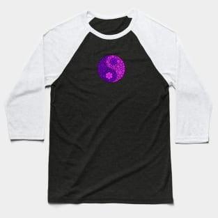 Purple Yin Yang Flowers Baseball T-Shirt